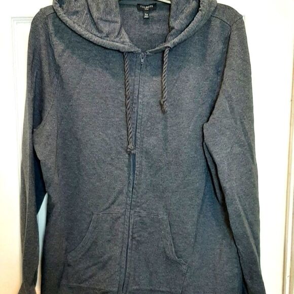 Talbots cotton Gray Hoodid Zip XL - Picture 4 of 5